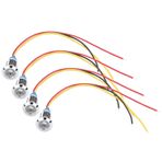 4 Set Ortak Katot Yuvarlak LED, 10 mm Önceden Kablolu Çift Renkli LED Metal Su Geçirmez Gösterge Işığı 12-24 V (Kırmızı ve Sarı)