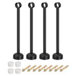 4 Set Tavana Monte Perde Çubuğu Braketleri - 32 mm (1,26 inç) Borular 400 mm (15,75 inç) Paslanmaz Çelik Kanca ve Askılar Duvarlar ve Dolaplar için - Şık Siyah Kaplama