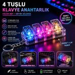 4 Tuşlu Rgb Klavye Anahtarlık Işıklı Mini Mekanik Keychain Led Efektli