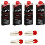 4 x Orijinal Zippo Benzin + 4 x Çakmak, Siyah