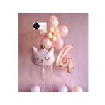 4 YAŞ ÇİÇEK KEDİ BALON DEMETİ DOĞUM GÜNÜ SÜSÜ DOĞUM GÜNÜ PARTİ SETİ