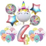 4 Yaş Gökkuşağı Konsepti Unicorn Temalı Doğum Günü Parti Kutlama Seti