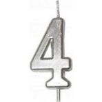 4 Yaş Gümüş Rakam Mum Gümüş Renk Doğum Günü Pasta Mumu 12 cm bmcNM1118