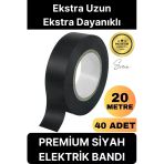 40 Ad. 20 Mt Yalıtım İzole Pvc Elektrik Bandı Su Geçirmez Sızdırmaz Koruma Bant Siyah