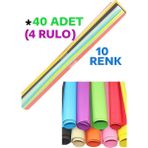 40 Adet 50X70 cm Fon Kartonu 10 Renk(4 Rulo) Karton Kağıt