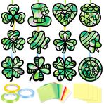 40 ADET Aziz Patricks Günü El Sanatları - Kağıt Shamrock Suncatchers, Aziz Patrick'in DIY Kitleri, Pencere Vitray Etkisi Sanat Malzemeleri