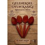 40 Adet Kutulu Ahşap Görünümlü Plastik Kaşık Oyun Havası Kaşığı Düğün Kına Eğlence Kaşığı
