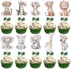 40 adet orman hayvanları, pasta dekorasyonu, fil, zürafa, aslan, su aygırı, maymun, zebra, cupcake toppers safari, hayvanat bahçesi, ormanlık alanlar, hayvanlar için dekorasyon, bebek duş, doğum günü,