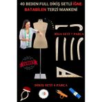 40 Beden Full Iğne Batabilen Dikiş Setli ve Riga Setli Terzi Mankeni Bej Metal Takım