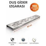40 cm Lineer Duş Gider Izgarası – 304 Paslanmaz Çelik Banyo Yer Süzgeci, 5 cm Genişlik Üst Kanal Duş Gideri