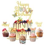 40. doğum günü kadın pasta dekorasyonu, kelebek, 15 adet, Happy Birthday Cake Topper ve Cupcake dekorasyonu, 40. doğum günü, kadın, altın parıltılı, pasta dekorasyonu