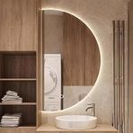 40 inç Akıllı LED Banyo Aynası - Buğu Önleyici 3 Renkli Karartma Dokunmatik Kontrollü Yarım Ay Makyaj Aynası - Modern Duvar Dekoru 40x80CM (32x16IN) Ev ve Otel Kullanımı için İdeal