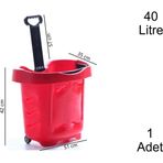 40 Litre 2 Tekerlekli Plastik Alışveriş El Sepeti Kırmızı 1 Adet