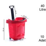 40 Litre 2 Tekerlekli Plastik Alışveriş El Sepeti Kırmızı 1 Koli:10 Adet
