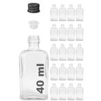 40 ml Kolonya Tıpalı ve Metal Kapaklı Hediyelik Yassı Kolonya Şişesi 40 Cc Nişan, Düğün Cam Şişe 20 Adet (40 ml Yassı, Siyah Kapak (Black))