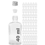 40 ml Kolonya Tıpalı ve Metal Kapaklı Hediyelik Yassı Kolonya Şişesi 40 Cc Nişan, Düğün Cam Şişe 50 Adet (40 ml Yassı, Gümüş Kapak (Silver))