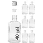 40 ml Kolonya Tıpalı ve Metal Kapaklı Hediyelik Yassı Kolonya Şişesi 40 Cc Nişan, Düğün Cam Şişe 6 Adet (40 ml Yassı, Gümüş Kapak (Silver))