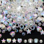400 Adet Kristal Rondelle Boncuklar Gevşek Boncuklar Akrilik Yıldız Kalp Yuvarlak Yüzeyli Rondelle Boncuklar Şeffaf Yuvarlak Boncuklar Kız Bileklikler Takı Saç Aksesuarları Yapımı Malzemeleri (Şık Stil)