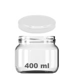 400 ml Kavanoz Beyaz Konserve Kapaklı 400 Cc Şeffaf Magnolya, Reçel, Marmelat için Cam Kavanoz 20 Adet