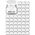 400 ml Kavanoz Metal Beyaz Konserve Kapaklı 400 cc Şeffaf Magnolya Cam Kavanoz 48 Adet