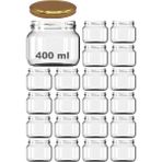 400 ml Kavanoz Metal Gold Konserve Kapaklı 400 cc Şeffaf Magnolya Cam Kavanoz 20 Adet - Altın