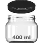 400 ml Kavanoz Metal Siyah Konserve Kapaklı 400 cc Şeffaf Magnolya Cam Kavanoz 1 Adet