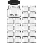 400 ml Kavanoz Metal Siyah Konserve Kapaklı 400 cc Şeffaf Magnolya Cam Kavanoz 20 Adet