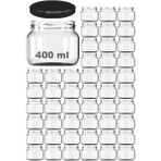 400 ml Kavanoz Metal Siyah Konserve Kapaklı 400 cc Şeffaf Magnolya Cam Kavanoz 48 Adet