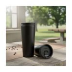 400 ml Siyah Termos Kupa - Çift Katmanlı Paslanmaz Çelik Seyahat Bardağı (Travel Mug) - 4-6 Saat /soğuk Tutan Kilitli Kapaklı Kahve Termosu (Bpa)