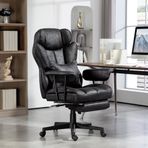 400lbs Büyük ve Uzun Ergonomik Ofis Koltuğu Ayak Dayanağı Geniş Koltuk Ayarlanabilir Bel Desteği Metal Taban Sessiz Tekerlekler - Siyah Yönetici Ofis Oturma