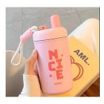 400ml Taşınablir Kore Tarzı High End Seviyesi Özel Paslanmaz Çelik Termos (Pembe)