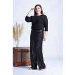 4024 SİYAH PAYETLİ BÜYÜK BEDEN PANTOLON