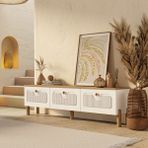 4090 Napoli 180 cm (Membran Mdf Kapaklı) Bohem Tv Ünitesi Sepet - Beyaz - Meşe - Beyaz