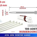 40cm X 4,8mm PLASTİK CIRT KELEPÇE ( Kablo Bağı ) SAYDAM-BEYAZ