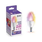 40W Renkli Akıllı Mum Tipi Ampul, C37 E14, Enerji Tasarruflu
