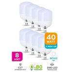 40W Tasarruflu E27 Beyaz Işık Torch Led Ampul 8 Adet