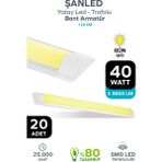 40WAT 120 cm Kristal Yatay LED Bant Armatür-Trafolu Gün Işığı 20 Adettir