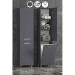 40x167 Cm Antrasit Gri Mdf Sepetli Ayaklı Banyo Boy Dolabı
