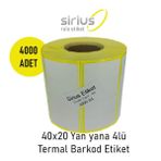 40x20 YANYANA 4LÜ TERMAL BARKOD ETİKET (1 RULO 4000 ad)