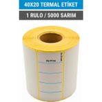 40x20mm Termal Etiket | 1 Rulo | 5000 Sarım | Ribonsuz | Kargo, Lojistik, Depo | Yapışkanlı