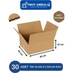 40X35X15 Tek Oluklu Kutu C Dalga (30 Adet) Taşıma Taşınma Kolisi Boş Karton