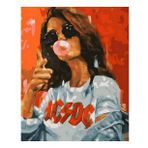 40x50 cm Rapci Kız Sayılarla Boyama Seti Çerçevesiz Duvar Sticker