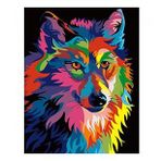 40x50 cm Renkli Kurt Sayılarla Boyama Seti Çerçevesiz Duvar Sticker