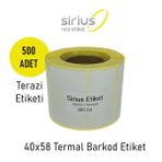 40X58 TERMAL ETİKET TERAZİ ETİKETİ 5rulo paket (1 RULO 500 ad)