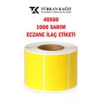 40X60 1000Li Eczane İlaç Tarif Etiketi Sarı Renk 10 Adet