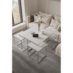 4+1 Gümüş Kaplama Beyaz 10 Mm Glossmax Parlak Mdf Orta Sehpa