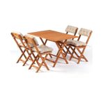 4+1 Minderli Balkon Bahçe Mutfak Bistro Set Katlanır Masa-sandalye 120x70 Ahşap
