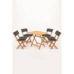 4+1 Minderli Balkon Bahçe Mutfak Bistro Set Katlanır Masa-sandalye Ahşap
