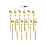 410 Çelik 12 Adet Gold Renk Tatlı Ve Meyve Çatalı Cin611sr-12 Altın