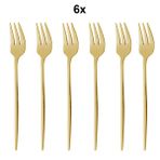 410 Çelik 6 Adet Gold Renk Tatlı ve Meyve Çatalı cin611sr-6